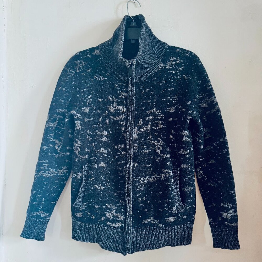 All Saints Unisex Turtleneck Black & Grey Knit Jacket size S/M